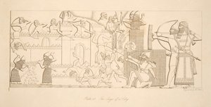ニネベのモニュメントからの街の包囲、パブ。 1849 作： Austen Henry Layard