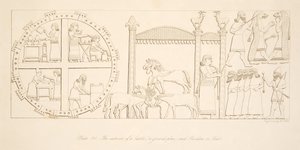 パブ、ニネベのモニュメントからの城（平面図）とパビリオンまたはテントの内部。 1849 作： Austen Henry Layard