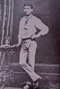 1880年6月28日、グレンローワン・ホテルの炎の中で亡くなったケリー・ギャングのスティーブ・ハート（モノクロ写真）。 作： Australian Photographer