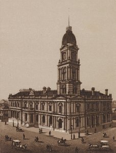 オーストラリア、メルボルンホーサム・タウン・ホール（リトグラフ） 作： Australian School