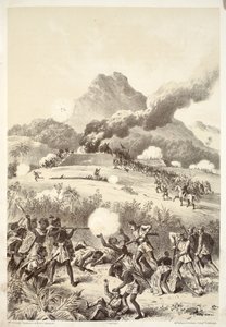 1879年、David Blair、McGrady、Thomson、およびNivenによるThe History of Australasiaからのマオリのリダウトの撮影 作： Australian School