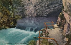 オーストリアのPyhrnbahnルートのPiesling-Ursprung滝。 1913年に送られたはがき。