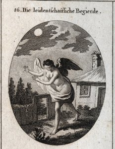 飢えが不確かな盲目のデシルで表現される欲の寓意。Iconologie oder Ideen aus dem Gebiet der Leidenschaften und Allegorien bildich dargestellt for Zeichner, Mahler, Dichter, Gelehrte, Erzieher und freunde Hoherer Ge. "のエングレーヴィング。 作： Austrian School