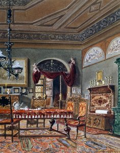 ビーダーマイヤー様式のホール、水彩画、オーストリア 作： Austrian School