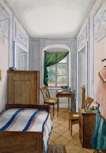 ビーダーマイヤー様式の小部屋、水彩画、オーストリア 作： Austrian School