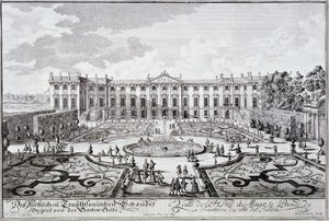 トラウソンの王子の宮殿、ウィーンc.1719のガーデンフロント 作： Austrian School