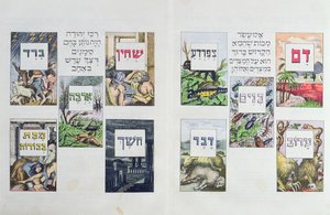 1900年にウィーンで出版されたハッガダーからのエジプトの10疫病のイラスト 作： Austrian School