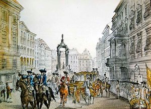 グラーベンでの皇帝のコルテッジ（ウィーン、19世紀初頭）（エングレービング 作： Austrian School