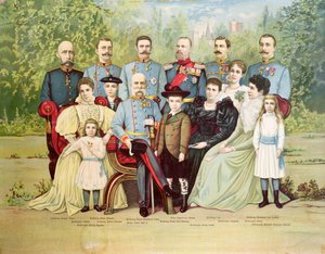 オーストリア皇帝の家族は皇帝フランツジョセフ1世（1830-1916）c.1900の周りに集まりました