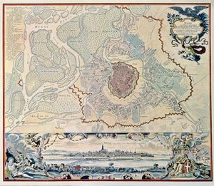 1720 年の彫刻 (彫刻) 後のウィーン市の計画 作： Austrian School