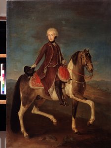 オーストリアのハプスブルク家の女帝マリア テレジア (1717-1780) の騎馬像。 1740 年から 1750 年 (18 世紀) のオーストリア学派の絵画。 クラシックなスタイル。 キャンバスに油彩。 プーシキン美術館、モスクワ。 作： Austrian School