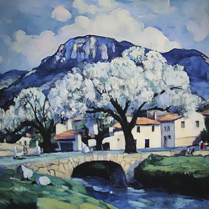 花咲く村の風景 作： 