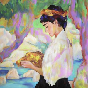 パンを手にした物思いにふける女性 作： 