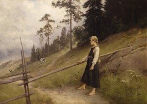 酪農家（キャンバスのオイル） 作： Axel Hjalmar Ender