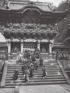 日本日光、陽明門、家康神社正門（モノクロ写真）