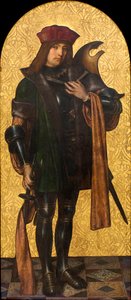 Saint Candide (Xander) (Saint Candidus) または Warrior Saint (聖ジョージと同一視されることもある) - Aine (Ayne) Bru (Hans Brun または Lucius Brun) による絵画 (16 世紀に活躍)カタルーニャ、バルセロナ 182x88 作： アイン（ハンス）（アクティブ1502 1507）ブルー