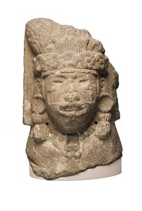 メキシコ、テノチティトラン、若いトウモロコシの女神、Xilonenの頭、1450-1500 作： Aztec