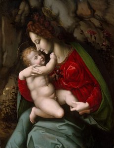マドンナとチャイルド、おそらく1520年代初頭。 作： Bacchiacca