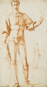 立っている若者と女性の研究、左腕を伸ばして、 作： Baccio Bandinelli