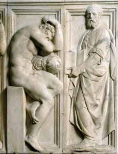 バッチョ・バンディネッリ(1493-1560)作「プロフェットとイグヌード」低層大理石製レリーフ 作： Baccio Bandinelli