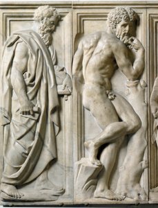バッチョ・バンディネッリ(1493-1560)作「プロフェットとイグヌード」低層大理石製レリーフ 作： Baccio Bandinelli