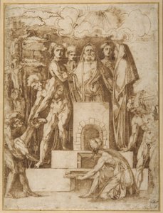 ノアの犠牲」（白紙にペンと茶インク 作： Baccio Bandinelli