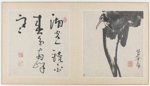 花、鳥、昆虫、魚のアルバム、清朝、1688〜89年（紙にインク）のページ 作： Bada Shanren