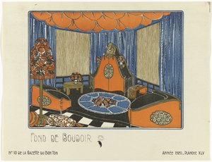 Gazette du Bon Ton、1920 - No. 10、Pl. XLV: Fond de Boudoir (オブジェクトのタイトル) 作： Bagge and Huguet