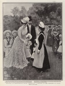 皇太子妃に花束を贈るマールボロ・ハウスの子供たち（リトグラフ）