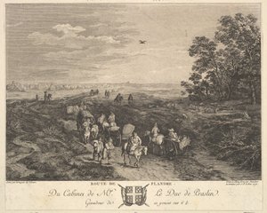 1772年、プララン公爵のコレクションにある絵画の後のフランダースの道路ルート・ド・フランドル 作： Balthasar Anton Dunker
