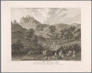 ロッカジョヴィーヌの眺め Rocca Giovine (オブジェクトのタイトル) Suite de VI vues des Environs de Rome (...) (シリーズタイトル) 作： Balthasar Anton Dunker