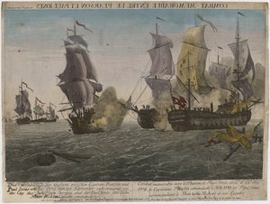 ピアソンとポールジョーンズの間の思い出に残る戦闘...、c.1780（彫刻）