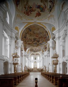 建築家Johann Balthasar Neumann (1687-1753) による修道院教会の内観 ドイツ、ネレスハイム 作： Balthasar Neumann
