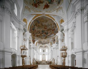 建築家Johann Balthasar Neumann (1687-1753) による修道院教会の内観 ドイツ、ネレスハイム