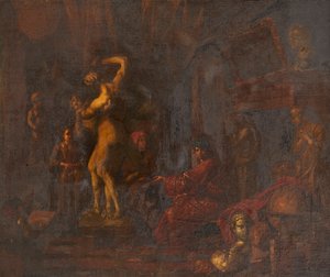 アーティストのスタジオで（キャンバスに油彩） 作： Balthasar van den（attr.to）Bossche