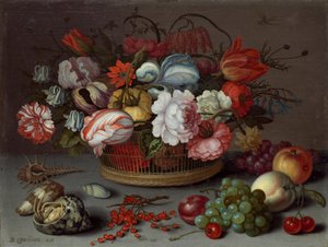 花のバスケット、c。 1622年。 作： Balthasar van der Ast