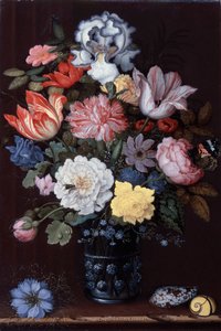 貝殻のある花の静物 作： Balthasar van der Ast