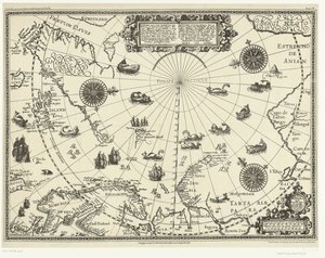 北極圏周辺諸国と1598年のオランダの3回の航海の地図 作： Baptista van (after) Doetechum