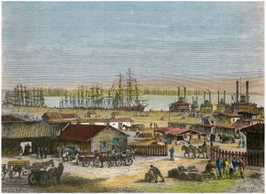 ミシシッピ川、ニューオーリンズ、ルイジアナ州、アメリカ合衆国、c1880