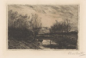 ポラード柳のある溝 作： Barbara Elisabeth van Houten (signed by artist)