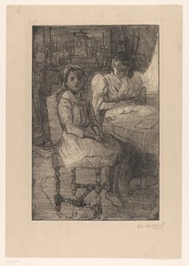 テーブルで 2 人の女性 作： Barbara Elisabeth van Houten (signed by artist)