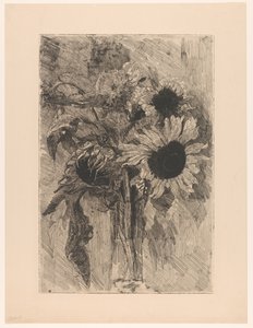花瓶のひまわり 作： Barbara Elisabeth van Houten (signed by artist)