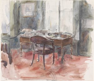 デン・ハーグのリオウ通り 6 番地の家にある S. van Houten 氏の書斎の机 作： Barbara Elisabeth van Houten