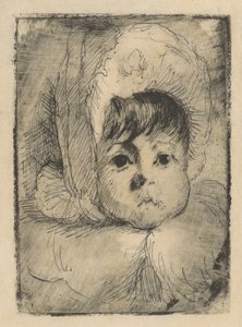 頭にフードをかぶった子供の頃のエリザベス・ムートンの肖像 作： Barbara Elisabeth van Houten