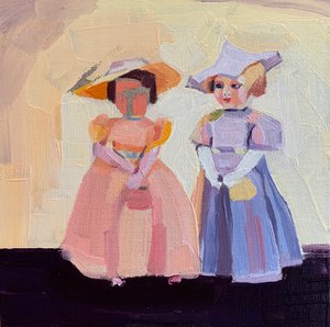 Leaving the dolls house, 2020 (リネンキャンバスに油彩) 作： Barbara Hoogeweegen