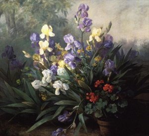アイリスと花の風景 作： Barbara Koch