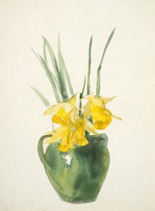黄色い花の花束（和紙に水彩） 作： Barbara Leigh Smith Bodichon