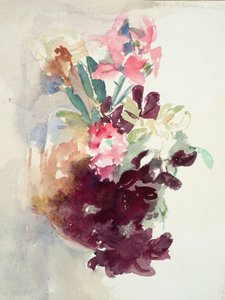 ピンクと紫の花（紙に水彩） 作： Barbara Leigh Smith Bodichon
