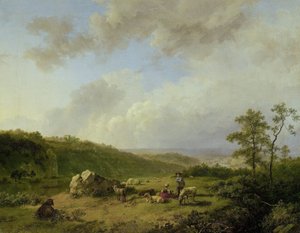 暴風雨が脅かされる風景 作： Barend Cornelis Koekkoek