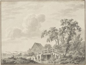 漁師と砂丘の端の風景 作： Barend Cornelis Koekkoek